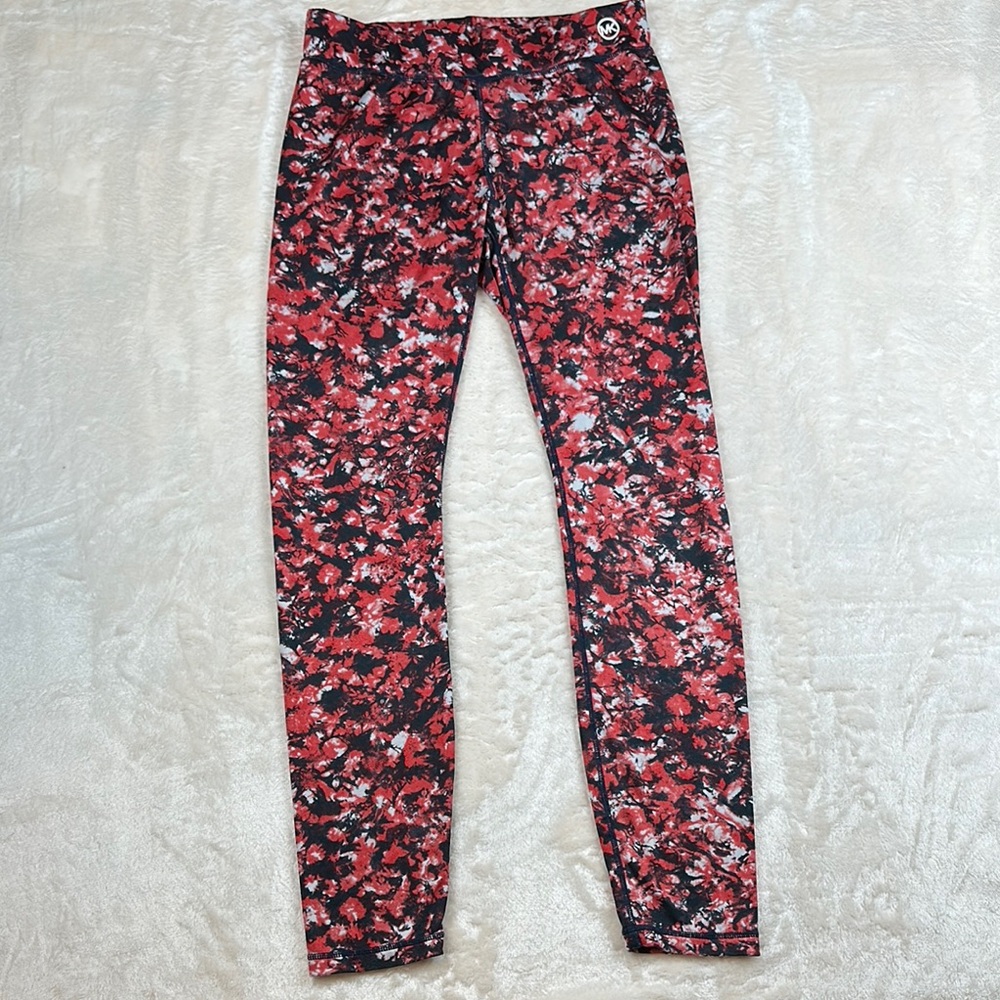 Michael Kors Floral Print Red and Black Leggings